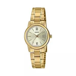 카시오 LTP-V002G-9B3 금장 라운드 여성 메탈 아날로그 시계