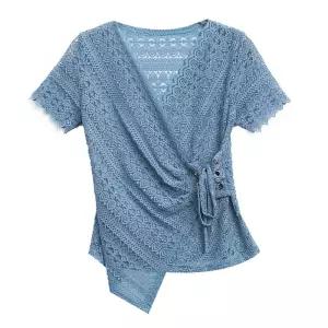 댄스복 상의 댄스 레이스 슬림 브이넥 여자 연습복 가을 티셔츠