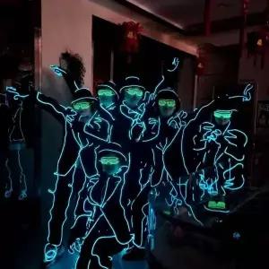 야광클럽의상 댄스무대의상 형광파티복 공연복 클럽댄스팀의상 힙합댄스
