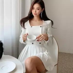 여성용 치마 봄가을 핏예쁜 세트 코트 더블 상의 정장세트 인기1