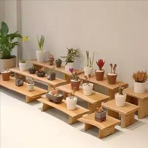 우드 원목 화분 진열대 미니 원목 다육 이선반 받침대 정리대