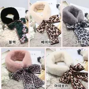 902 리 귀여운 리본 퍼목도리 겨울 보온 털 목도리 여자 방한 스카프