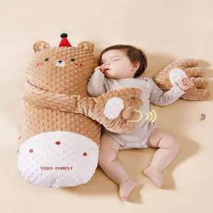 아기재우는인형 곰돌이 수면 신생아 봉제 유도 토닥인형 자동 베개 원통형 안아쿠션 측면 방지