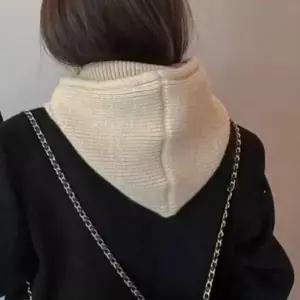 여성 겨울 니트 후드 넥워머 목폴라 모자 일체형 방한 목도리 워머