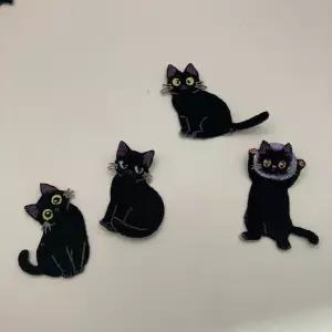 열접착식 검은 고양이 스티커 동물 자수 의류 리폼 패치 와펜 9종세트