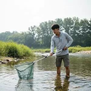 접이식 낚시 뜰채 150cm 길이조절 해루질 바다 민물 삼각 그물망