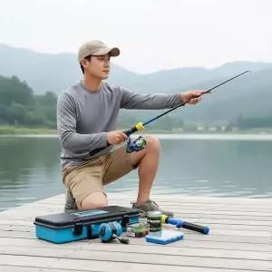 입문용 배스 낚시 입문 세트 스피닝 로드 릴 채비 포함 1.2m 구성