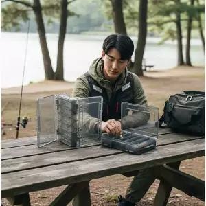 낚시 루어 양면 태클박스 12칸 2개 세트 미노우 에기 보관 케이스 통
