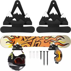 롤리윌스 스노보드 벽걸이 세트 간편한 설치 안정적인 지원 거실/침실/차고를 위한 공간 절약형 실내 보관