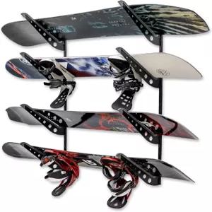 보드 스키 및 스노보드 랙 보관 4개 보드용 조절식 벽걸이 시스템 스노보드용 대형 차고 벽