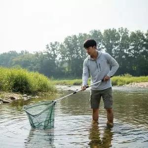 접이식 낚시 뜰채 150cm 길이조절 해루질 바다 민물 삼각 그물망