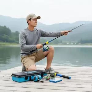 입문용 배스 낚시 입문 세트 스피닝 로드 릴 채비 포함 1.2m 구성