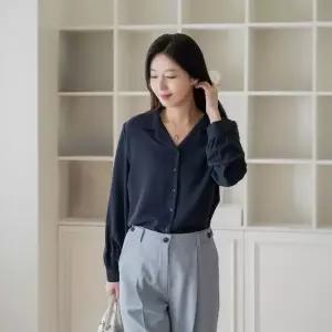 엄마옷 마담4060 스프링오픈카라블라우스 -QBL2409025A-