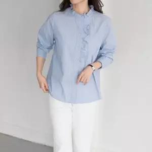 엄마옷 마담4060 [모던베이직]스트라이프버튼프릴셔츠 -QBL2603031-