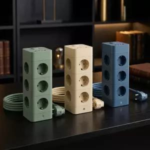 12구 고용량 4000W 플러그 스위치형 큐브 타워 멀티탭 USB-C타입 3color