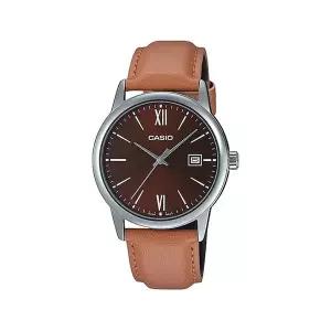 카시오 MTP-V002L-5B3 데일리 심플 아날로그 남성 가죽 시계 드레스 워치