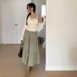 |CMK1A05|여성 청순한 러블리 데일리 롱 캉캉 스커트