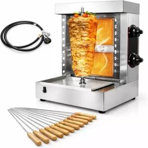 2 버너 상업용 샤와르마 그릴 기계 도너 타코 알 목사용 수직 로티세리 케밥 자이로 쿠커 고강도