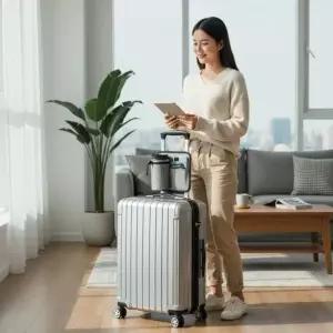 [골드스마일]여행용 캐리어 컵홀더 핸들 보관 거치대 다용도 포켓 수납 파우치