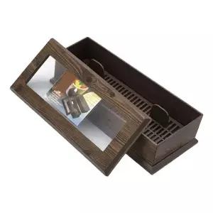 국산 수저함 수저통 사각 뚜껑 창 있는 수저 보관함