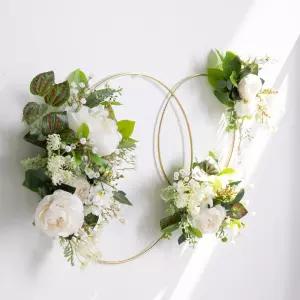 작약 조화 꽃 리스 벽장식 트윈 썸바디 메탈링 70cm 인테리어 벽걸이 현관 문