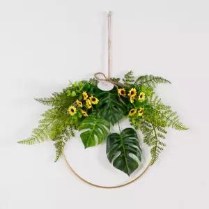 몬스테라 조화 꽃 리스 벽장식 베르메탈링 45cm 인테리어 벽걸이 현관 문 꾸