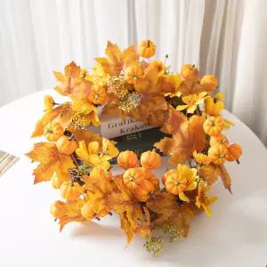 단풍 조화 꽃 리스 벽장식 포플러펌킨 35cm 인테리어 가을 벽장식 소품 꾸미