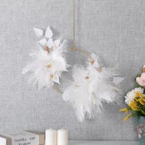 팜파스 조화 꽃 리스 벽장식 엔젤 메탈링 50cm 인테리어 벽걸이 셀프 웨딩 촬