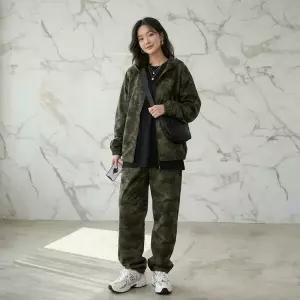 아트박스/신상오픈런 여성용 카모 패턴 루즈핏 후드집업