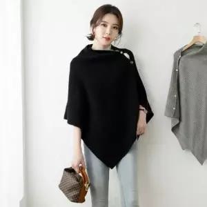 여성 단추 니트 판초 케이프 겨울 방한 어깨 숄더 워머