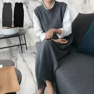 아트박스/신상오픈런 여성용 가을겨울 루즈핏 긴 니트 일상 원피스