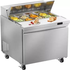 로키치 29인치 W 상업용 샌드위치 샐러드 준비 테이블 냉장고 7.6Cu.ft 단일 도어 스테인리스 스틸 주방