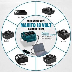 야외용 Makita 18V BL1830 리튬 이온 배터리용 태양광 보조 충전기 DC 포트 어댑터