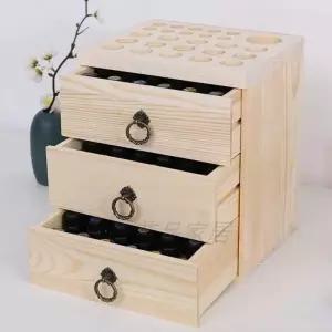 수납 오일 아로마 우드 원목 대용량 박스 상자 3단 서랍