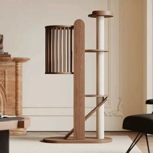 대형 고양이를 위한 고급 다층 목재 타워 검정색 활동용 클라이밍 트리 하우스 시잘 스크래칭 포스트 포함