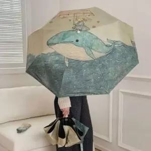 [애슬릿] 3단 양산 암막 코팅 자동 자외선 차단 미니 학생 우산