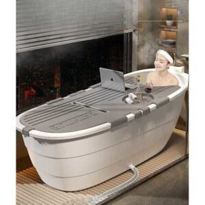 플라스틱욕조 이동식 반신욕 성인 욕조 핑크 전신 뮤뮤하우스 그레이/ 화이트 1인사우나