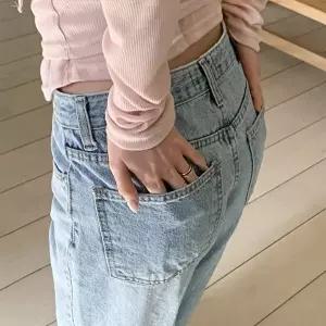 [신상오픈런]|KMP95B2|여성용 프리미엄 와이드핏 데일리 연청색 청바지