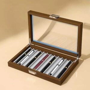 만년필보관함 나무상자 샤프 진열 단일 문양 볼펜 서랍 수집함 진열함 호두 상품