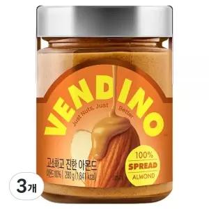 벤디노 아몬드버터 스프레드 280g 3개 식사 외식 점심시간 정식 즉석요리 회식