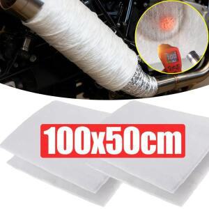 범용 호환 배기 단열 담요 100x50cm 유리섬유 열 차폐 방음 매트 자동차 차량용 호환 바이크 오토바이 헤더