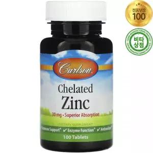 칼슨 킬레이트 아연 징크 30mg 100정 Chelated Zinc