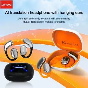 [AI 이어폰] Lenovo 무선 걸이식 이어 헤드폰 QT02 실시간 번역기 (터치 스크린 충전 케이스 포함) 비즈니