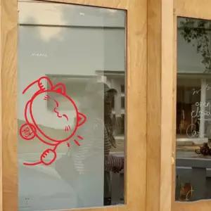 고양이 방지 유리문 충돌 스티커 유리창 시트지 인테리어 포인트 머니캣 아이디어