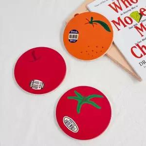 [콩심팥심]세라믹 과일 원형 컵코스터 컵받침 홈카페 소품 3종