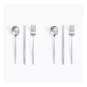 에라토 어린이 스텐 수저세트 누보 2인 국산 숟가락 젓가락 포크 6p MNS