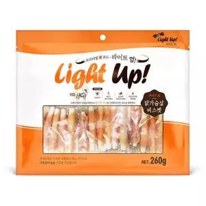 라이트업 강아지 껌 간식 스틱 닭가슴살과 비스켓 260g MNA
