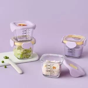 락앤락 내열유리 이유식 용기 260ml X4 리틀럽 디어 정사각 혼합세트 MNA