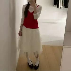 |CCK19E8|여성용 데일리 시스루 캉캉 스커트 로맨틱 스타일