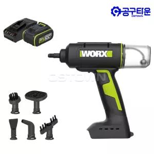 웍스 WU065 충전 스팀청소기 20V 4.0Ah 1팩 100ml 고온살균 노즐포함